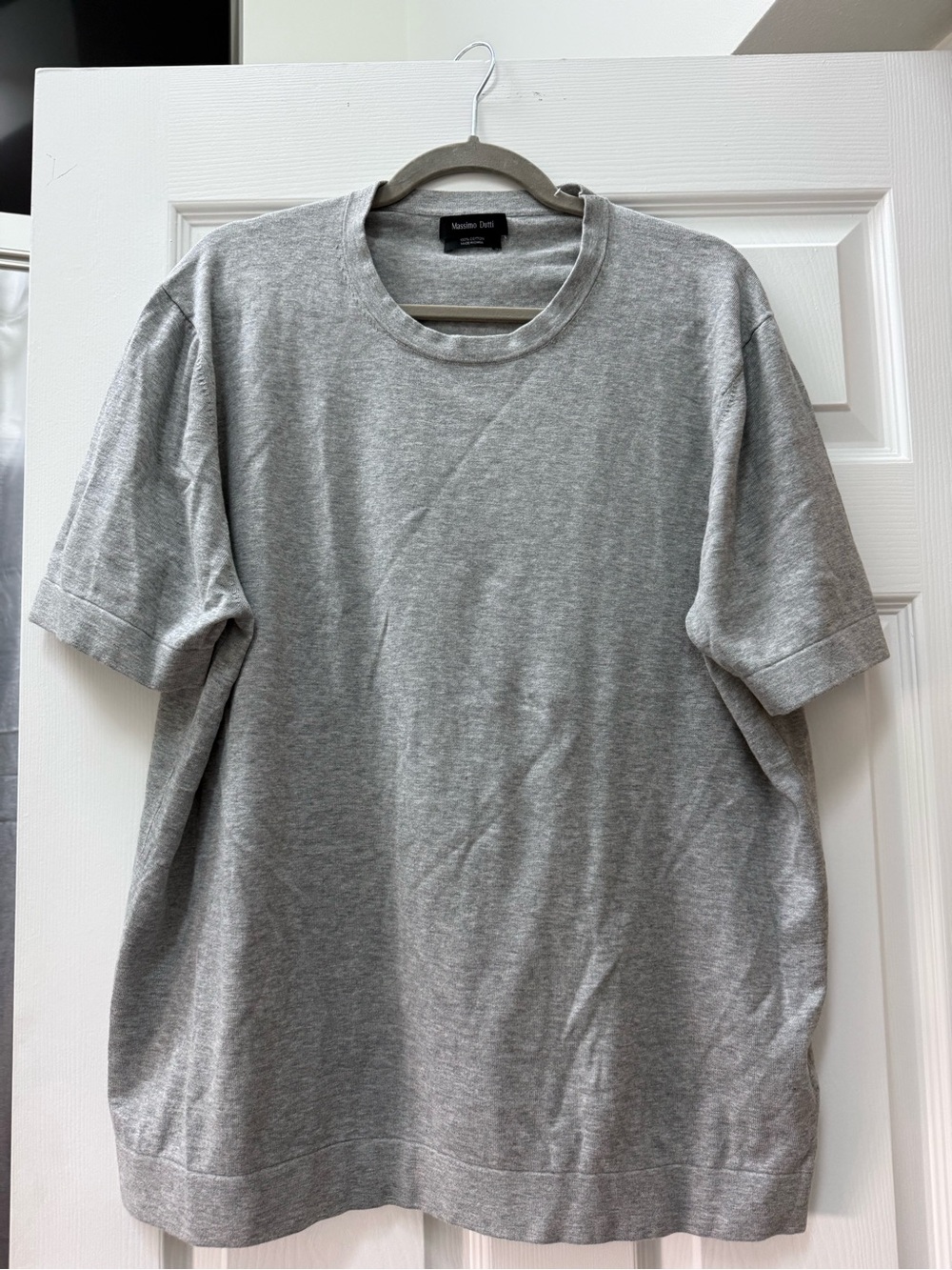 Massimo Dutti Light Gray Short Sleeve 100% Cotton Crewneck Tee